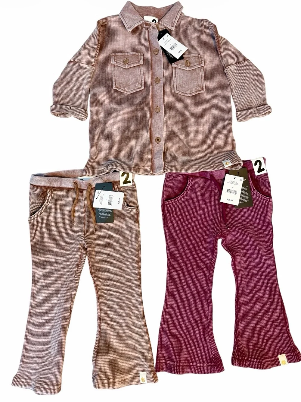 NWT Cotton On Kids Elsie Fleece Top + 2 Dylan Flare Trackpants Sz 2